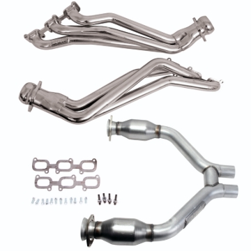 Picture of BBK 15-17 Ford Mustang V6 1-3/4 Long Tube Headers w/High Flow Catted H Pipe (Silver Ceramic)