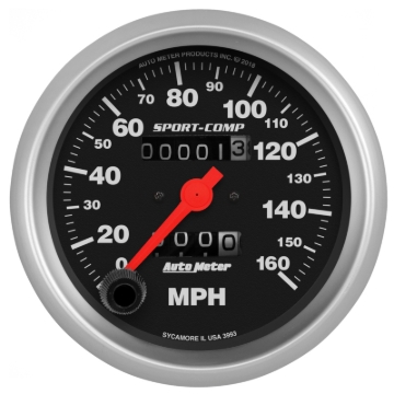 Picture of AutoMeter Sport-Comp Speedometer Gauge 3-3/8in. - 0-160MPH - Mechanical - In-Dash