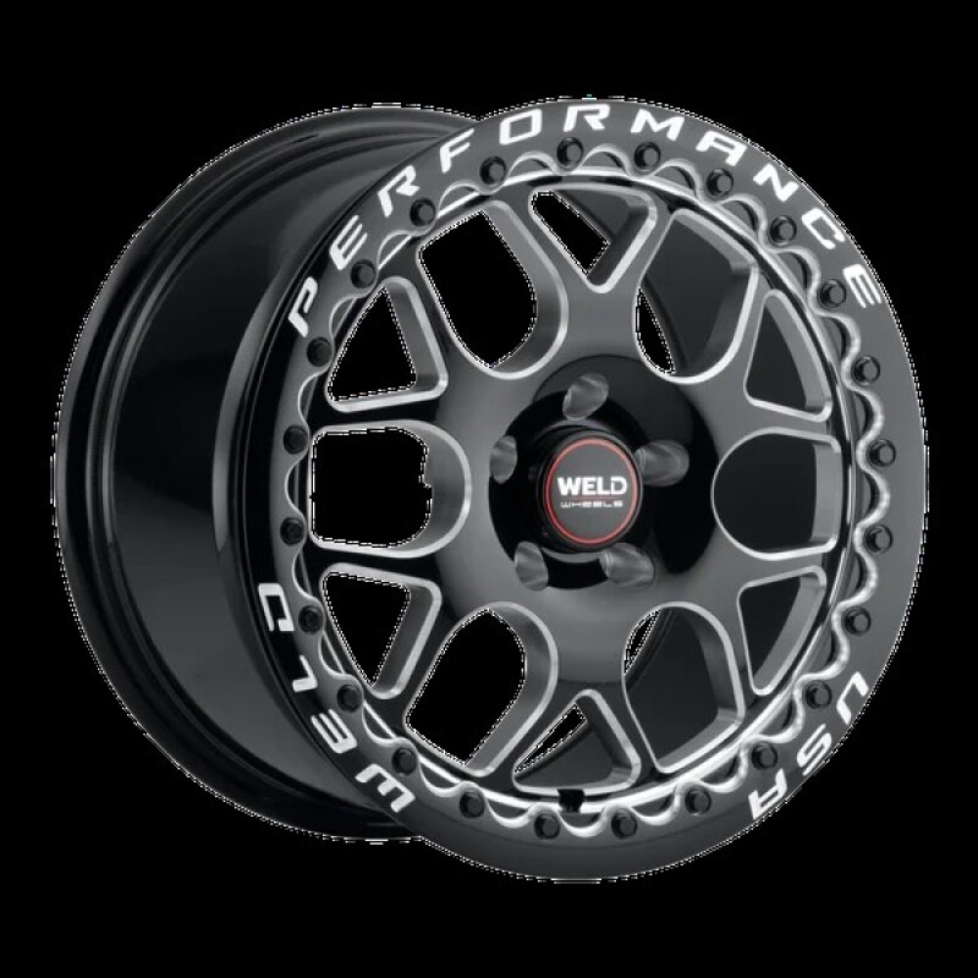 Picture of Weld Solana Beadlock 18x10 / 5x112 BP / ET40 / 78.1mm Bore - Gloss Black MIL DIA Wheel
