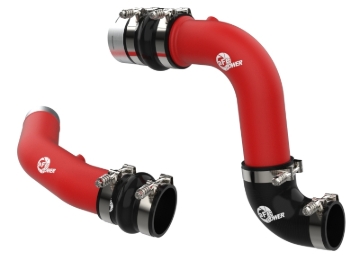 Picture of aFe 23-24 Ford Diesel Trucks V8-6.7L (td) BladeRunner Aluminum Hot and Cold Charge Pipe Kit - Red