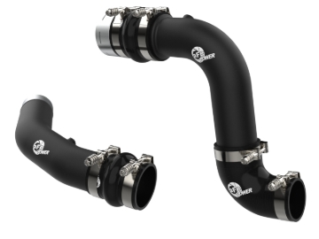 Picture of aFe 23-24 Ford Diesel Trucks V8-6.7L (td) BladeRunner Aluminum Hot and Cold Charge Pipe Kit - Black