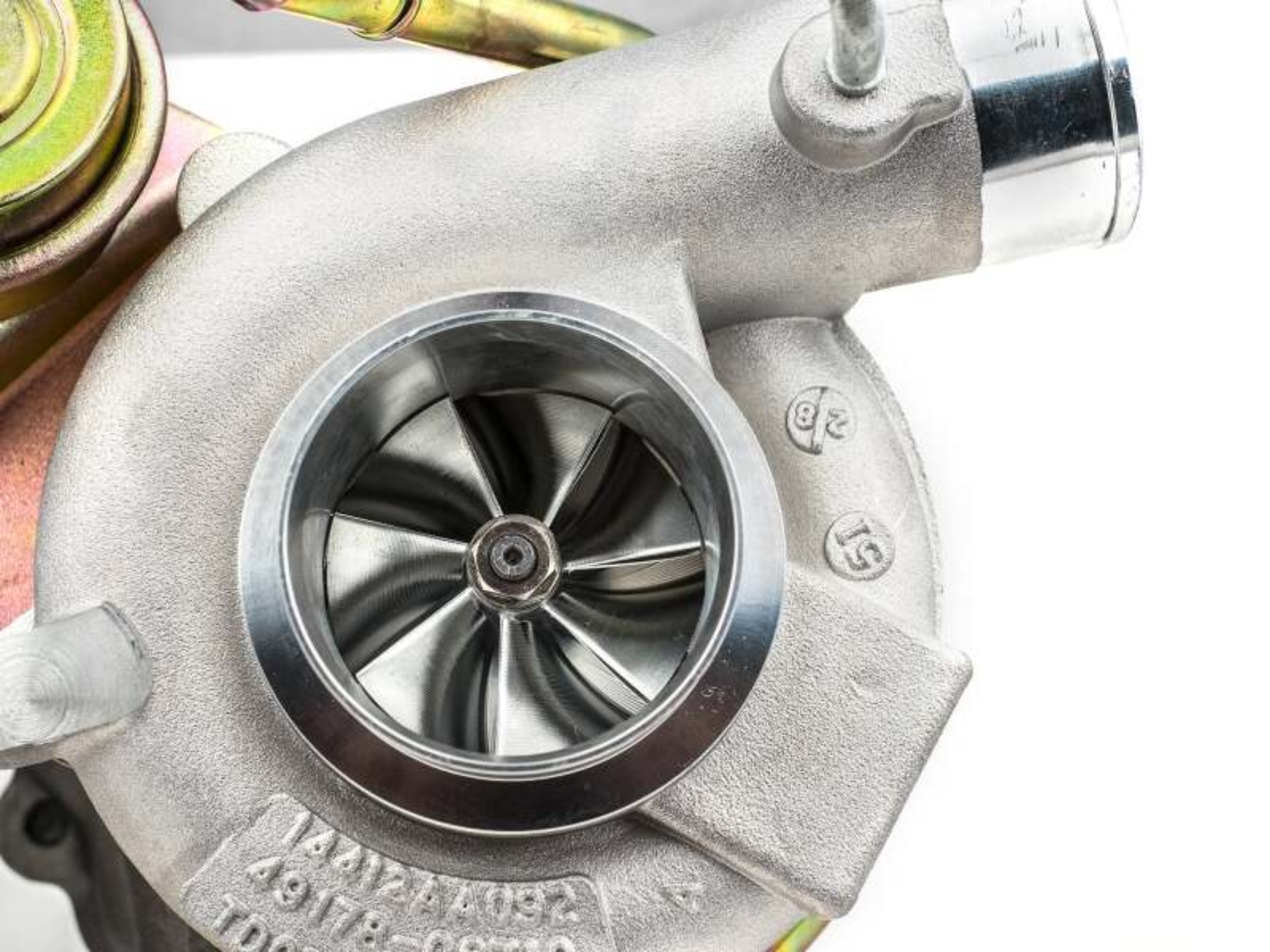 Picture of Forced Performance Subaru STi/WRX Blue Turbocharger 58mm CH8 CM Turbine Hsg External WG w/Oil Line
