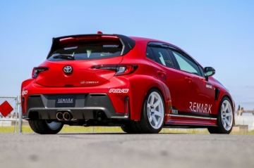 Picture of REMARK 24+ Toyota GR Corolla Dual Center Exit w/ Resonator Burnt Stainless Steel Cat-Back Exhaust,