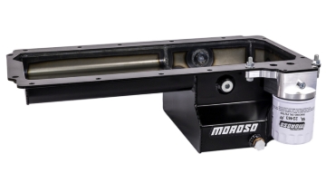 Picture of Moroso GM LS Early F-Body (Road Race) Spin-On Filter Drain Back Rear Sump Steel Oil Pan - Black