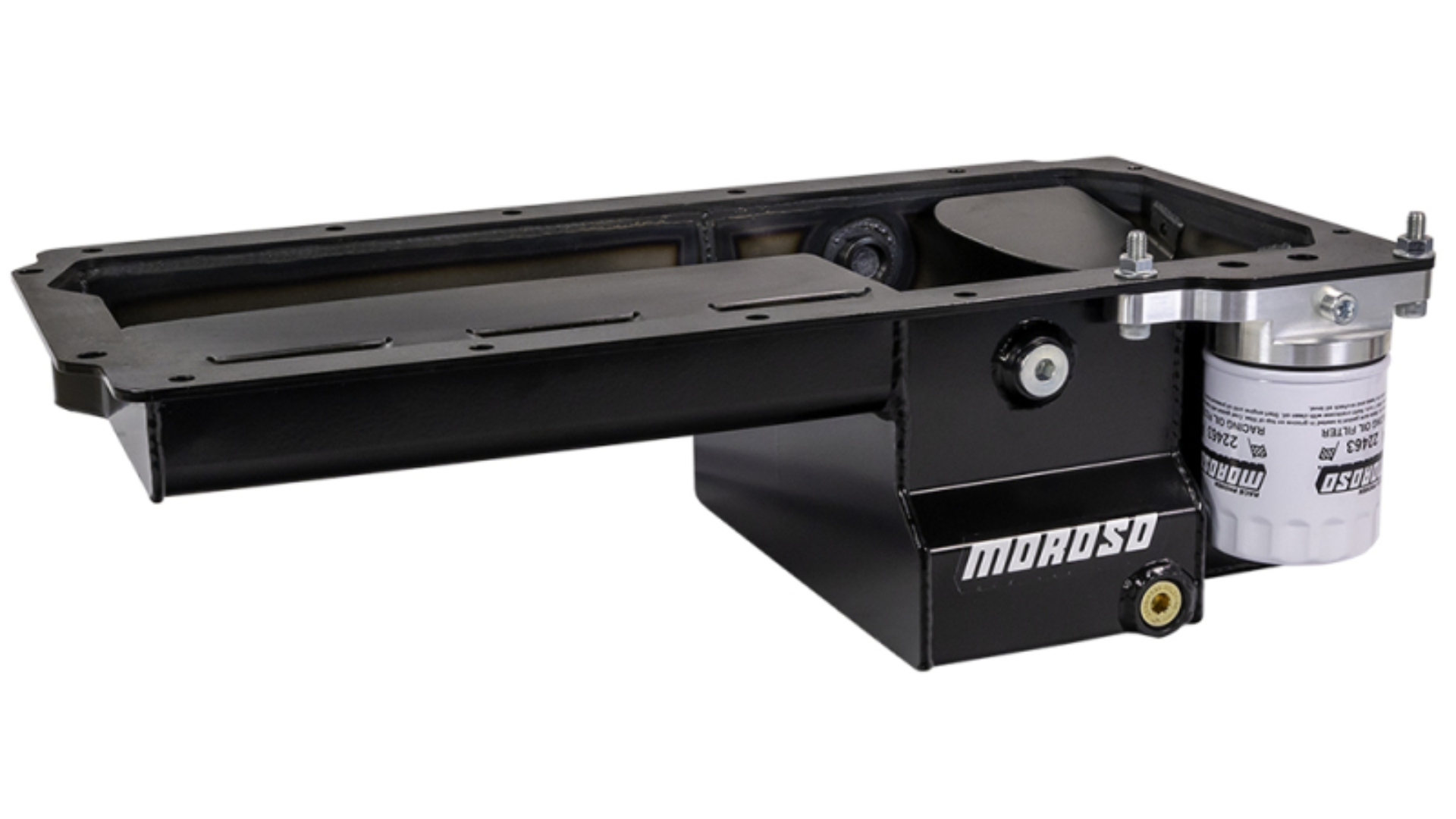 Picture of Moroso Dart LS Next Gen 3 Skirted Block Early F-Body Baffled Drain Back Steel Oil Pan - Black