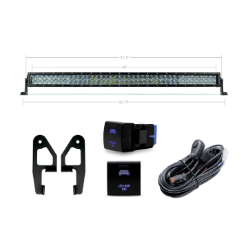 Picture of Cali Raised 2024+ Toyota Tacoma Premium RoofRack Front Light Bar Kit - 42In White DualRow Spotam Oem