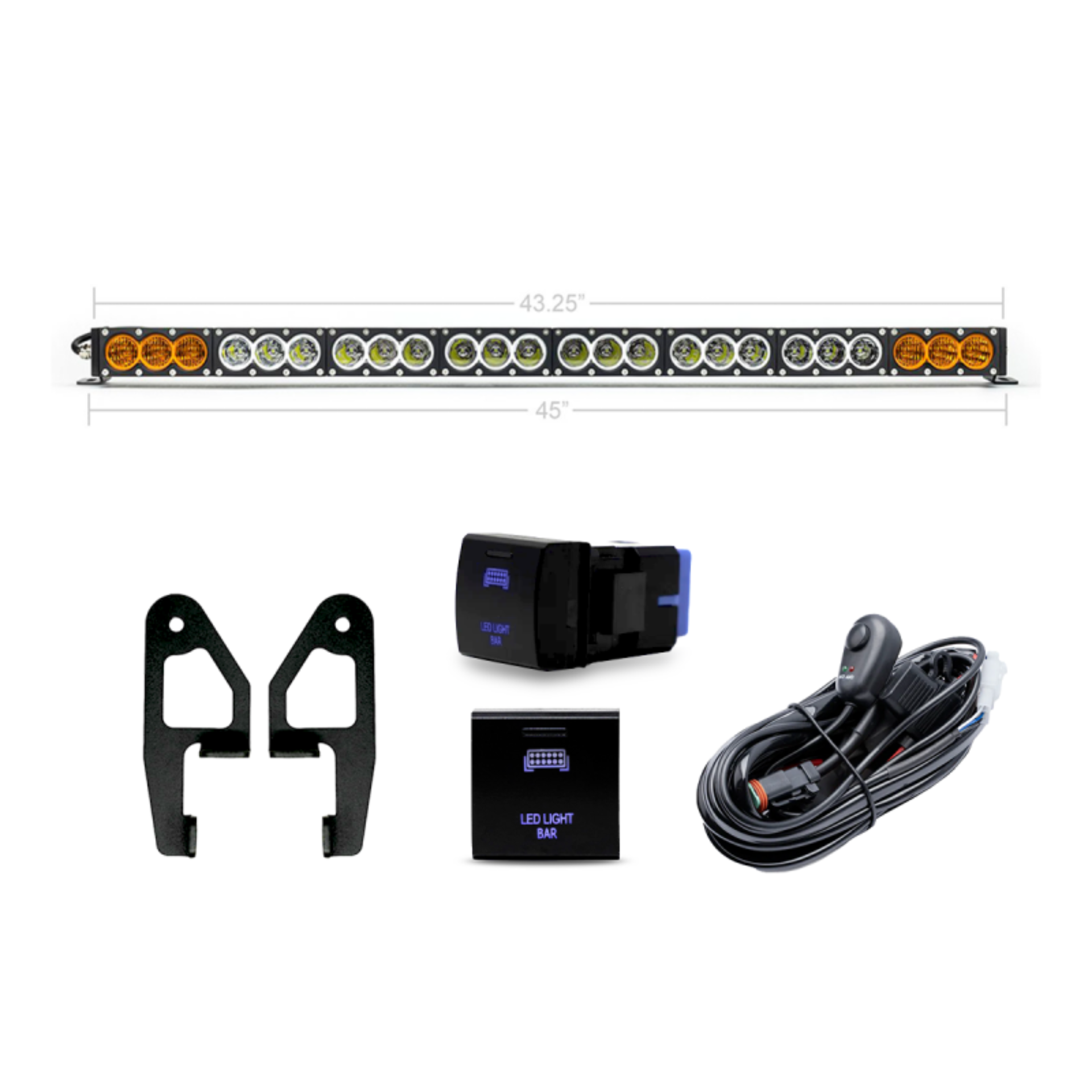 Picture of Cali Raised 2024+ Toyota Tacoma Premium Roof Rack Front Light Bar Kit - 43 In Dual Function