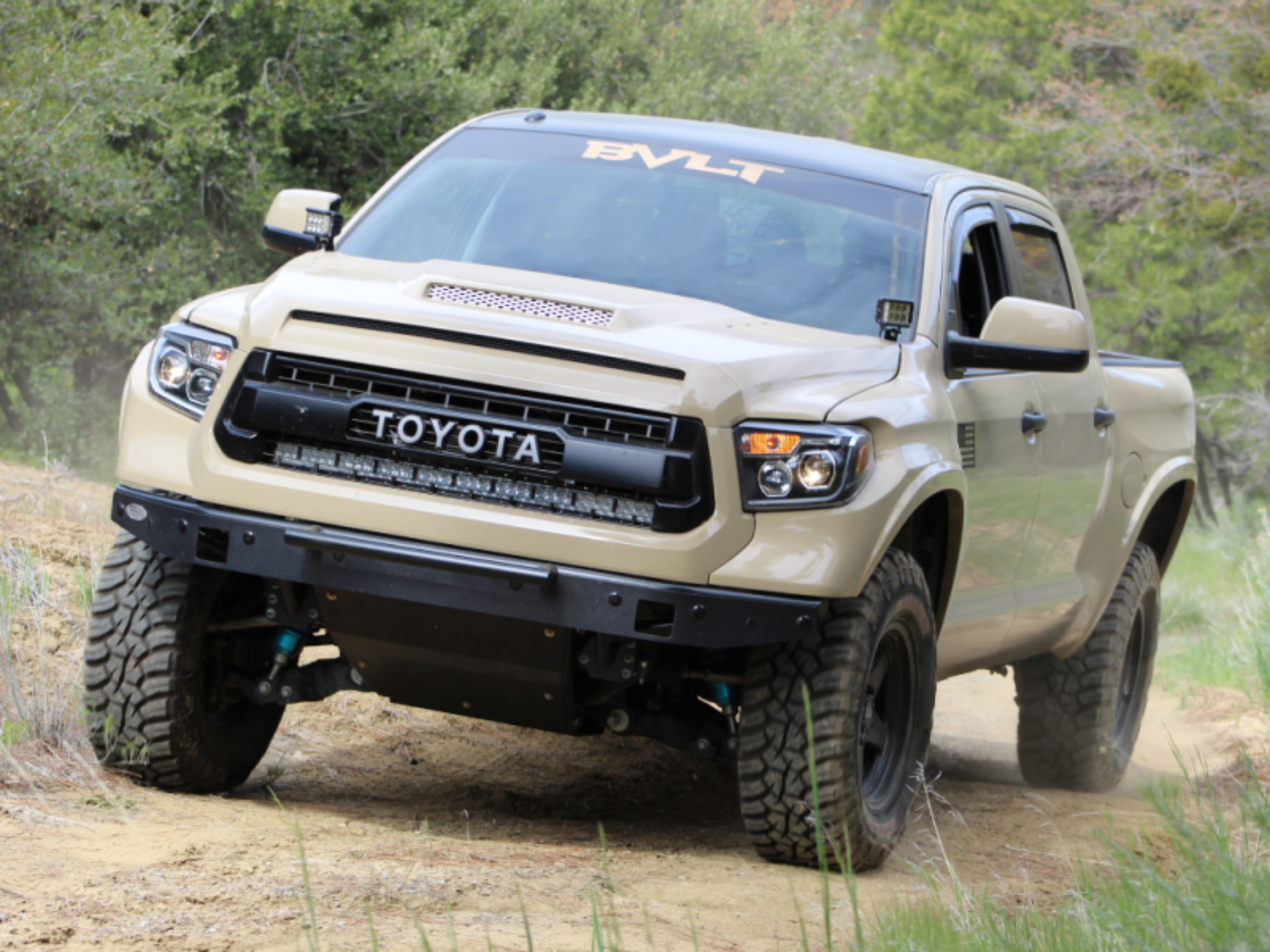 Picture of Cali Raised 14-21 Toyota Tundra 42 Hidden Grille Curved Led Light Bar Brackets Kit - No One Light B