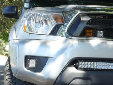 Picture of Cali Raised 2012-2015 Toyota Tacoma Fog Light Pod Replacements Brackets Kit - W/ 3X2 18 Amber Pods