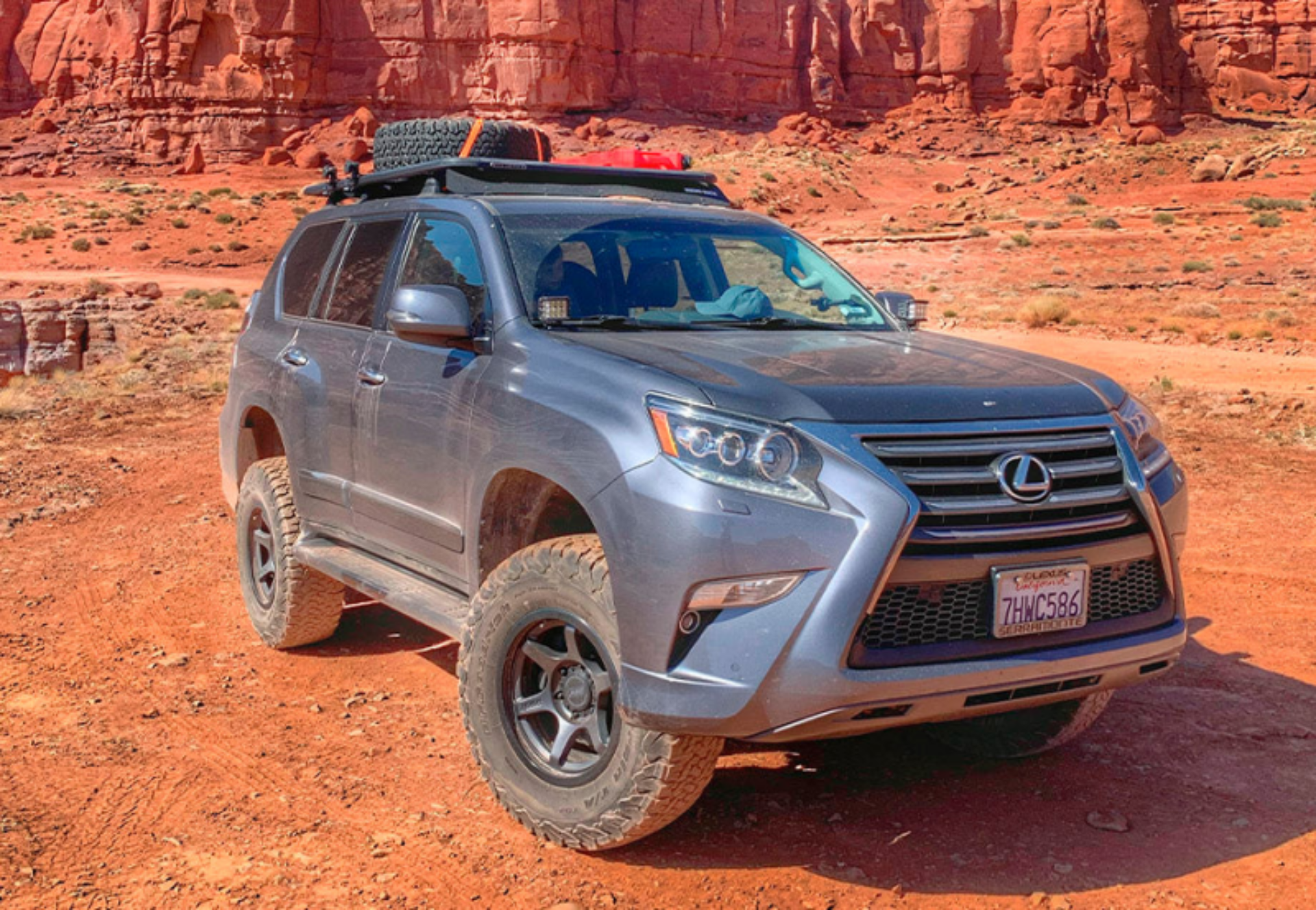 Picture of Cali Raised 10-22 Lexus GX 460 Low Profile LED Ditch Light Brackets Kit -Blue Backlight - Small