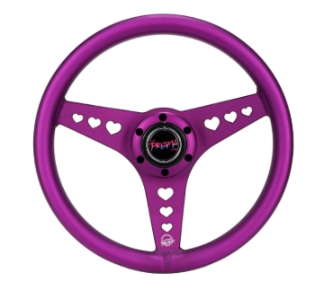 Picture of NRG All Aluminum Steering Wheel 330mm - Heart Cut Out- Ergonomic Grip- Anadized Purple