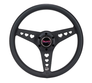 Picture of NRG All Aluminum Steering Wheel 330mm - Heart Cut Out- Ergonomic Grip- Anadized Black