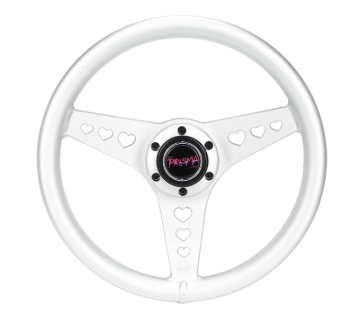 Picture of NRG All Aluminum Steering Wheel 330mm - Heart Cut Out- Ergonomic Grip- Anadized Silver