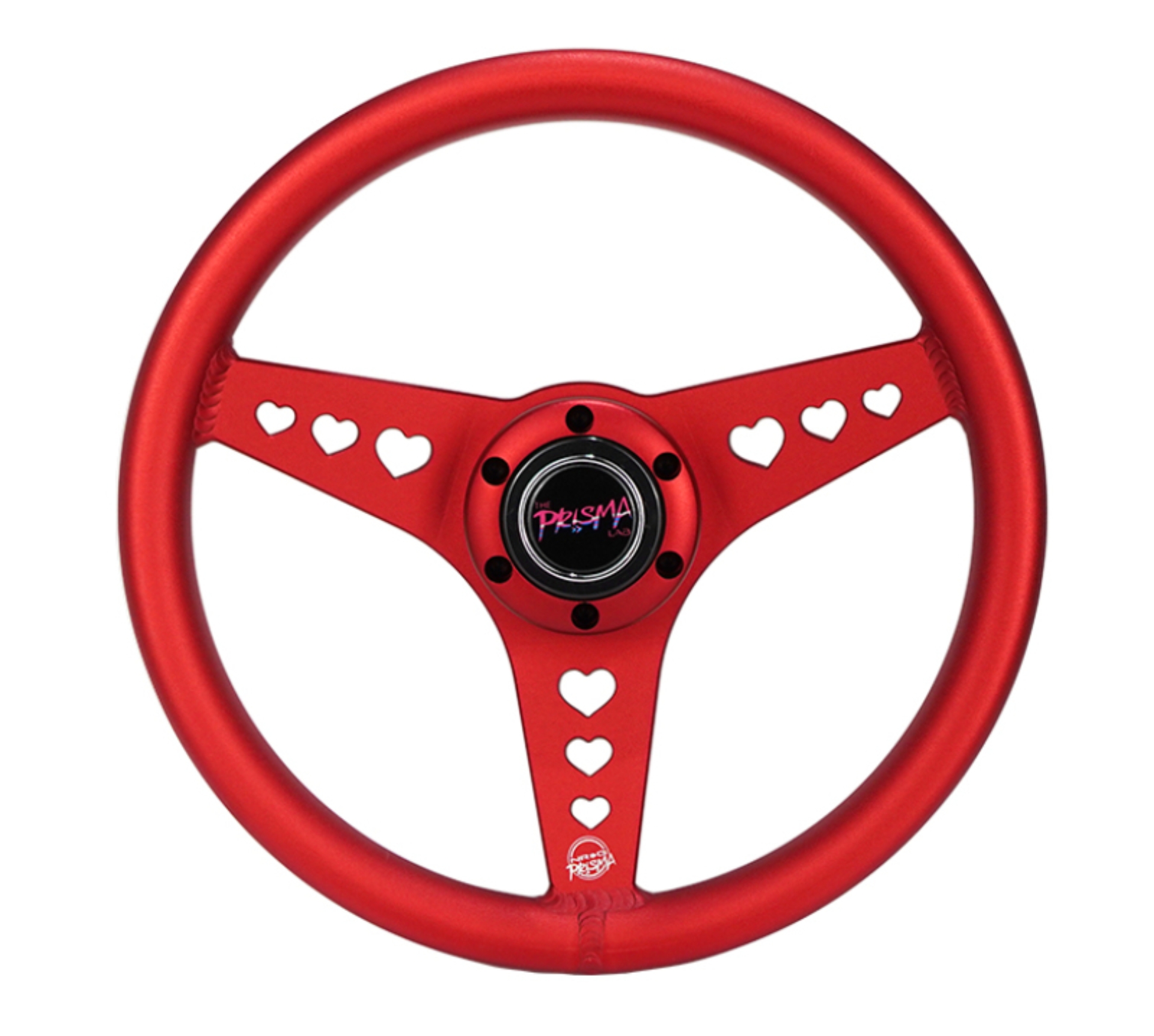 Picture of NRG All Aluminum Steering Wheel 330mm - Heart Cut Out- Ergonomic Grip- Anadized Red