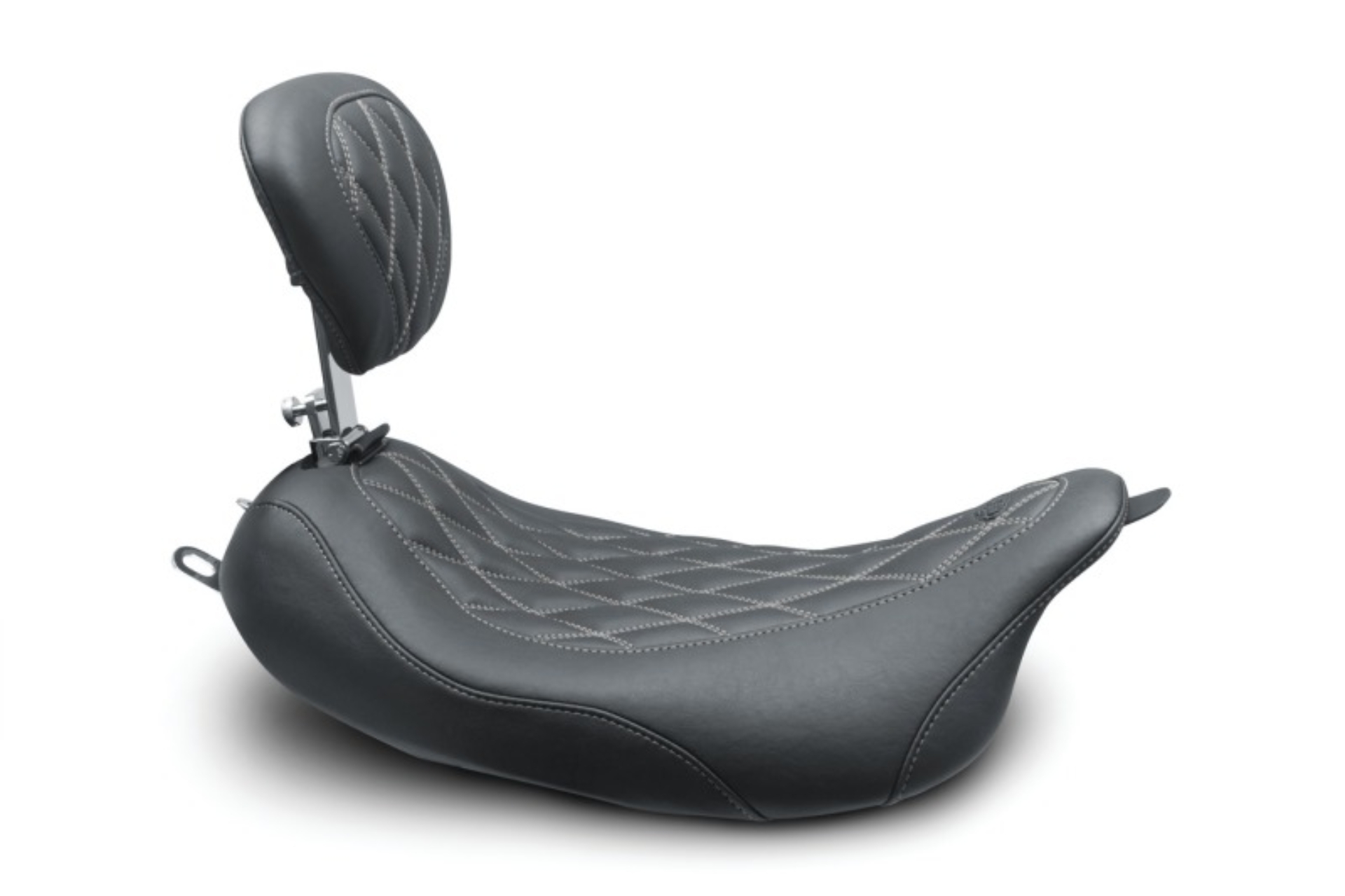 Picture of Mustang 08-21 Harley Wide Tripper FL Touring Pass Seat w/ Dr Backrest, Grey Diamond Stitch - Black