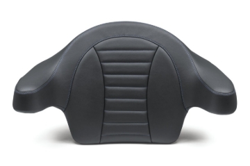 Picture of Mustang 93-13 HD FL Touring Extended Arm Wrap-Around Backrest Deluxe - Black w/Blue Stitching