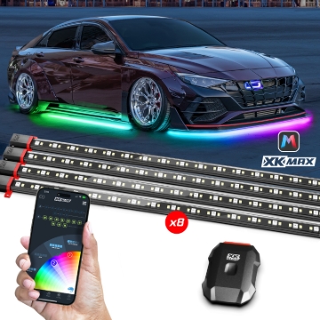 Picture of XK Glow XKmax RGBW 8pc Addressable Car Underglow Kit Universal Fitment for 12v