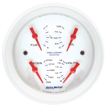 Picture of Autometer Marine White 3-3/8in Gauge - 100PSI