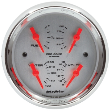 Picture of Autometer Marine Chrome 3-3/8in Gauge - 100PSI