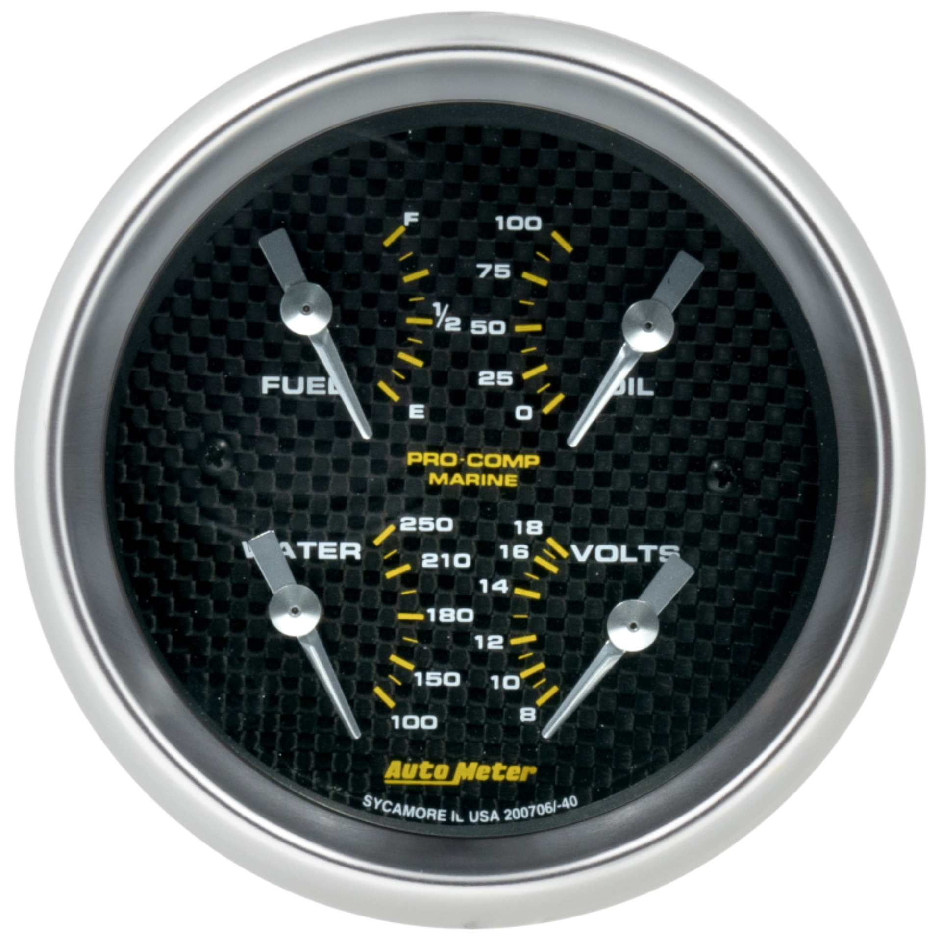 Picture of Autometer Marine Carbon Fiber 3-3/8in Gauge - 100PSI