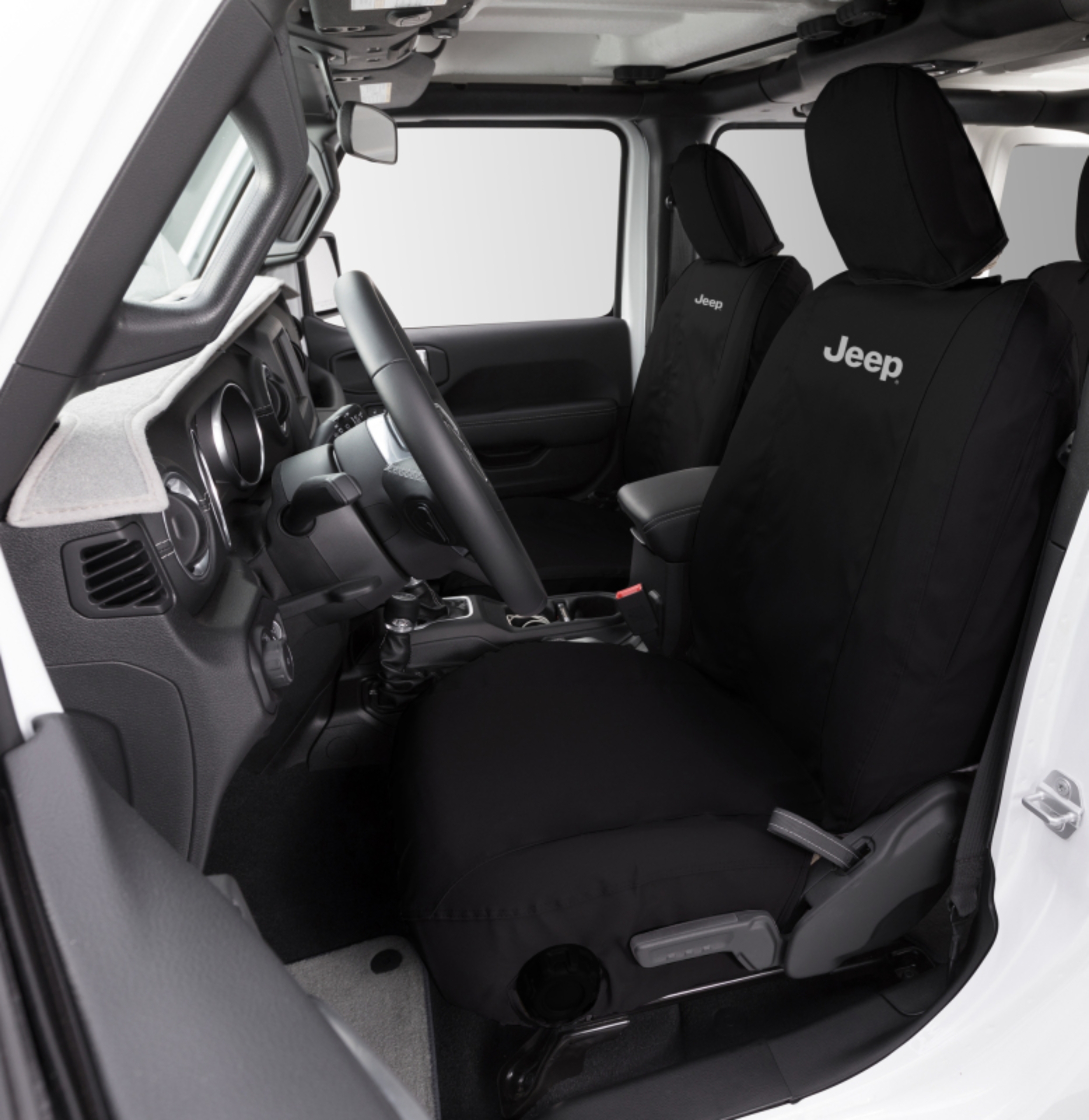 Picture of Covercraft 18-23 Jeep Wrangler JL 2dr 2-Row Bench Endura Jeep Logo SeatSaver Second Row Seat Covers