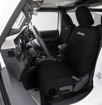 Picture of Covercraft 18-23 Jeep Wrangler JL 2dr 2-Row Bench Endura Jeep Logo SeatSaver Second Row Seat Covers