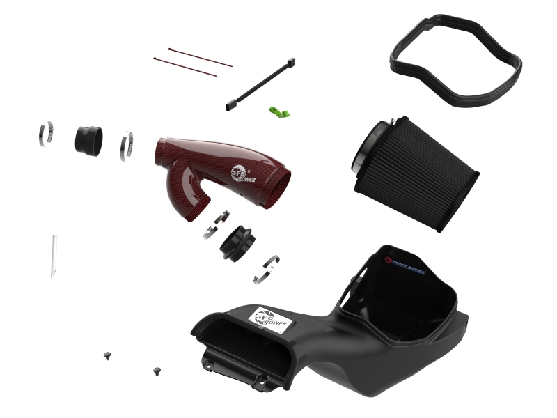 Picture of aFe 17-24 Ford F-150 Track Series Red Kevlar Carbon Fiber C/A Intake System w/Black Pro 5R Filter