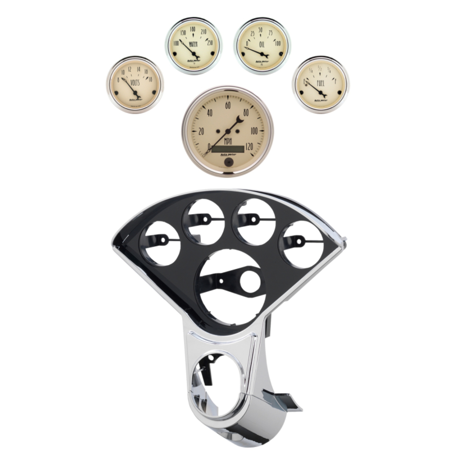 Picture of Autometer Antique Beige Direct Fit Dash Kit 55-59 Chevy Truck (1 x 3-3/8in. / 4 x 2-1/16in.)