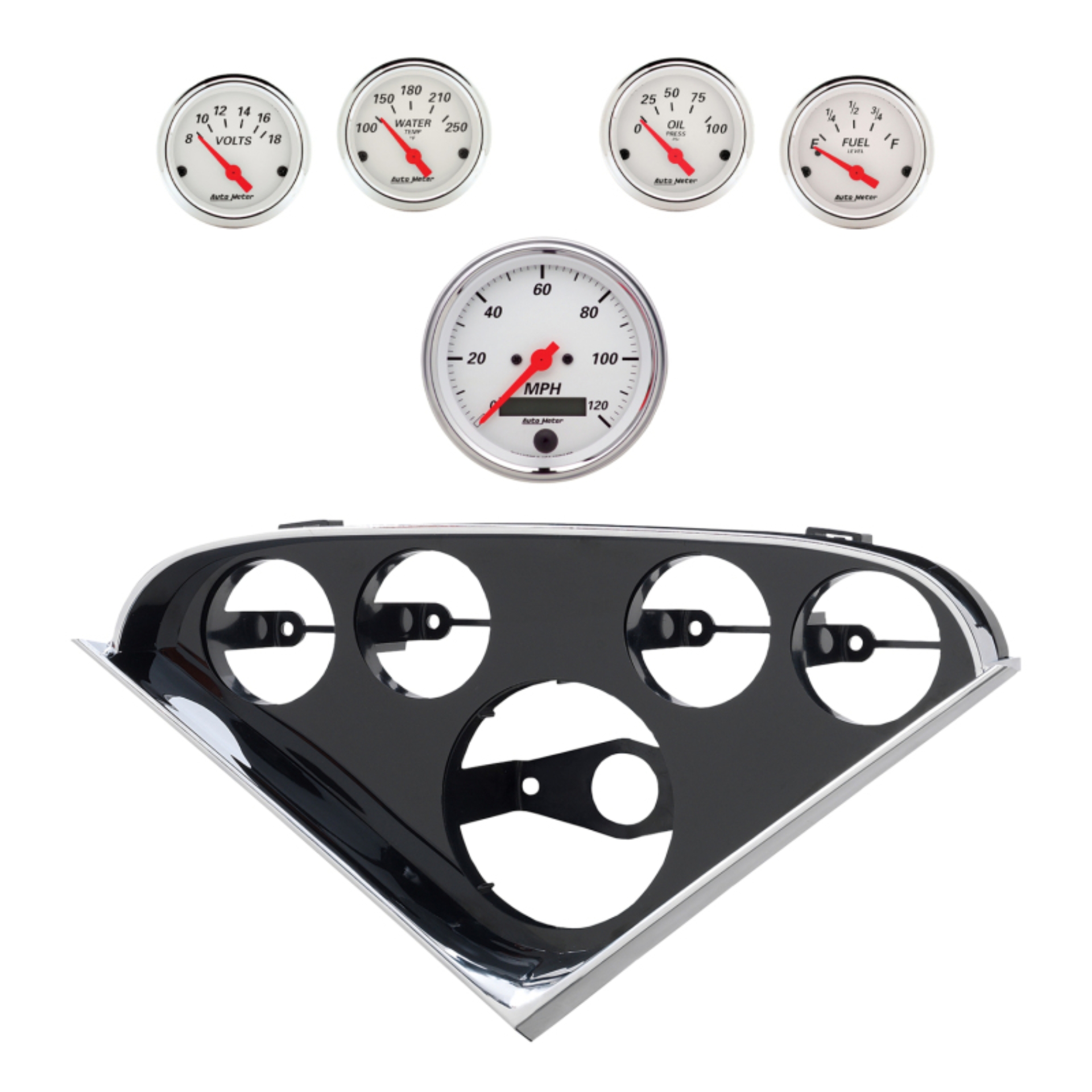 Picture of Autometer Arctic White Direct Fit Dash Kit 55-56 Chevrolet (1 x 3-3/8in. / 4 x 2-1/16in.)