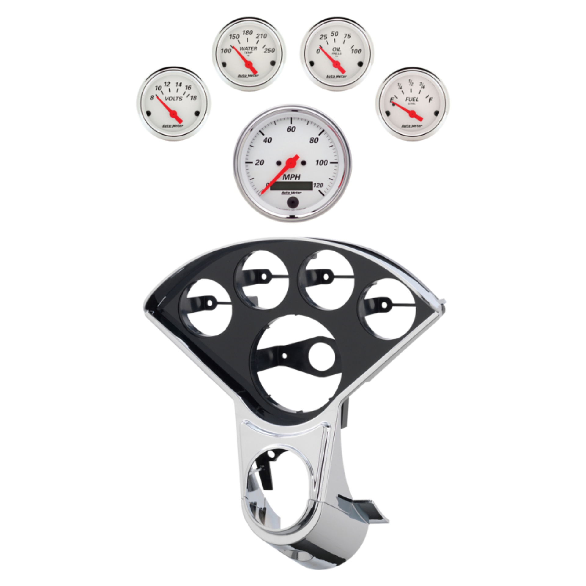 Picture of Autometer Arctic White Direct Fit Dash Kit 55-59 Chevy Truck (1 x 3-3/8in. / 4 x 2-1/16in.)