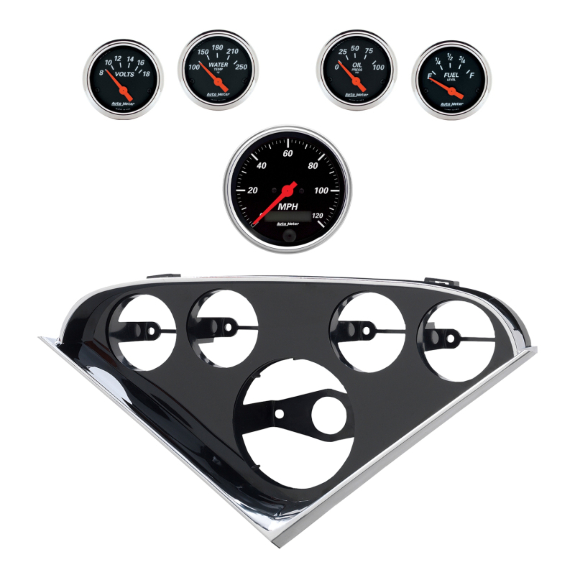 Picture of Autometer Designer Black Direct Fit Dash Kit 55-56 Chevrolet (1 x 3-3/8in. / 4 x 2-1/16in.)