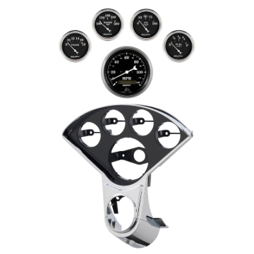 Picture of Autometer Old Tyme Black Direct Fit Dash Kit 55-59 Chevy Truck (1 x 3-3/8in. / 4 x 2-1/16in.)