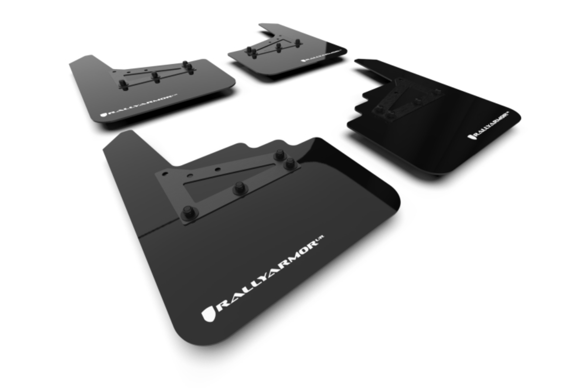 Picture of Rally Armor 21-26 Ford F-150 (Excl. Raptor) Black UR Mud Flap w/White Logo