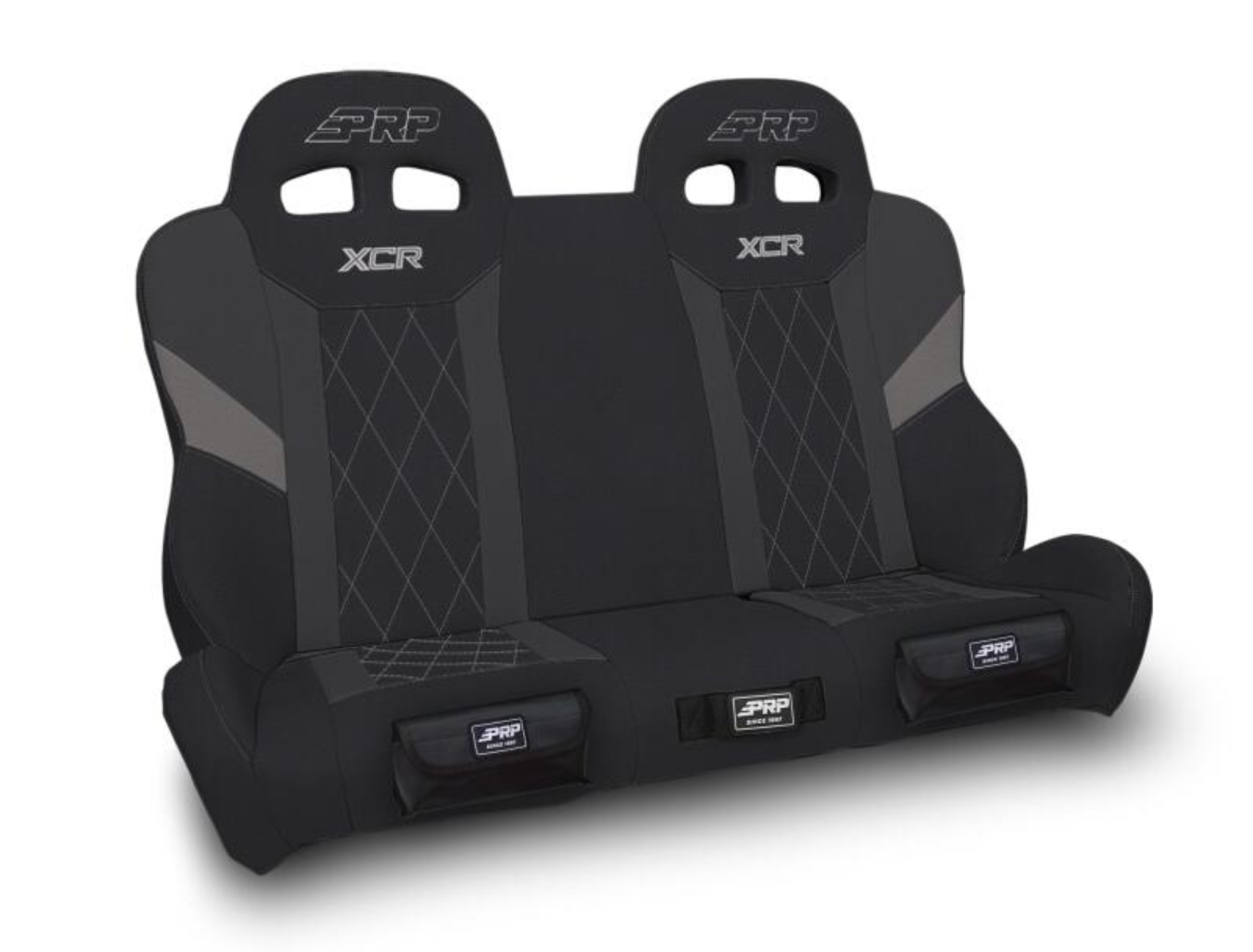 Picture of PRP Polaris RZR XCR Quick Release Rear Suspension Bench Seat Diamond Stich - Blk/Gray