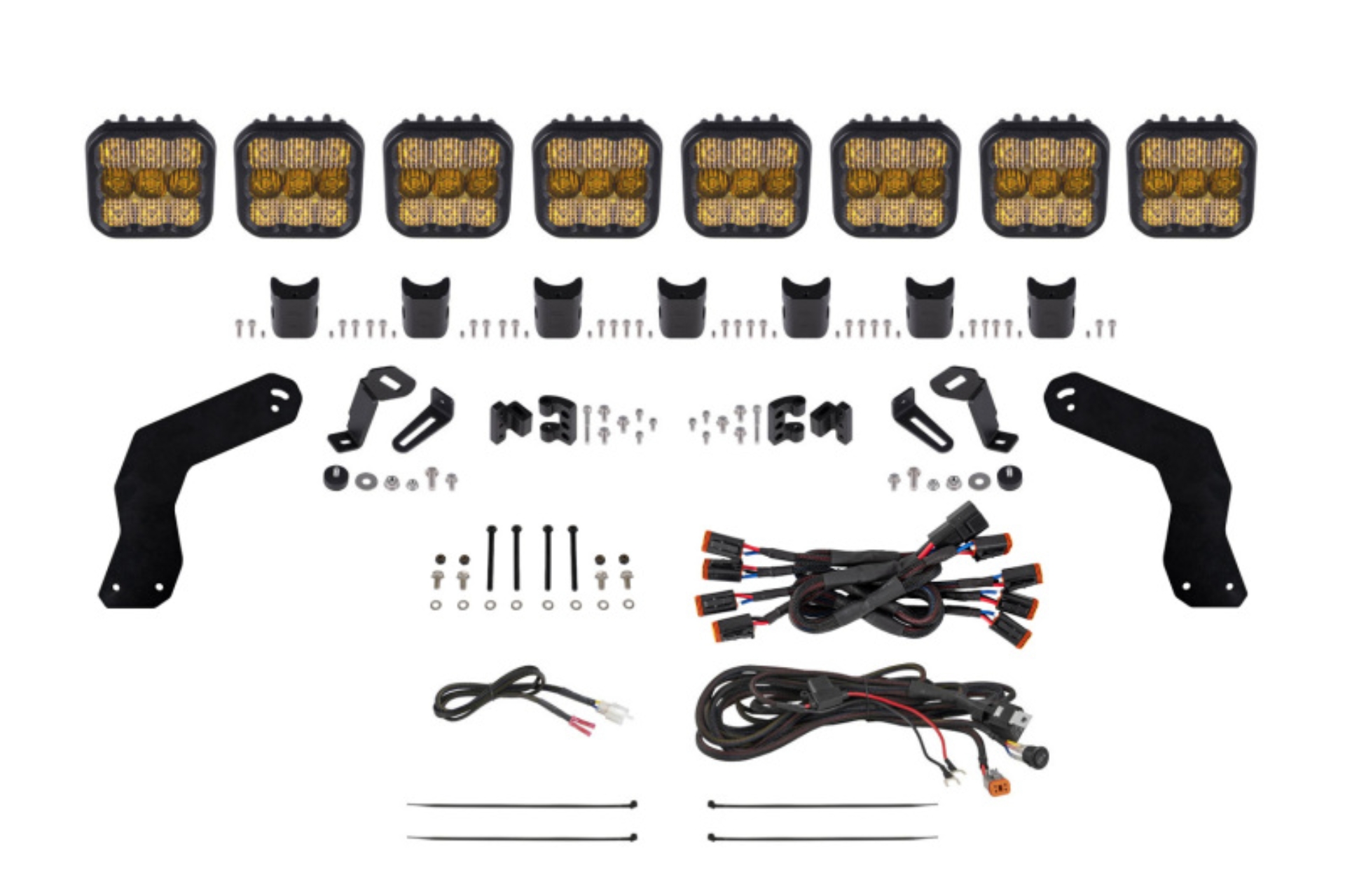 Picture of Diode Dynamics 17-24 Can-Am Maverick X3 SS5 Pro CrossLink Roof Lightbar Kit - Yellow Combo