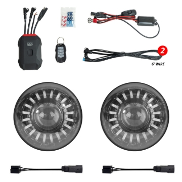 Picture of XK Glow 2019+ Jeep Wrangler JL/JT 7in Headlight XKmax RGBW Kit w/ Mnt Brkt App Cntrl 2pc