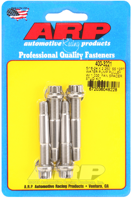 Picture of ARP 5/16-24 x 2.250 SS 12pt Water Pump Pulley w/1.000in Fan Spacer Stud Kit