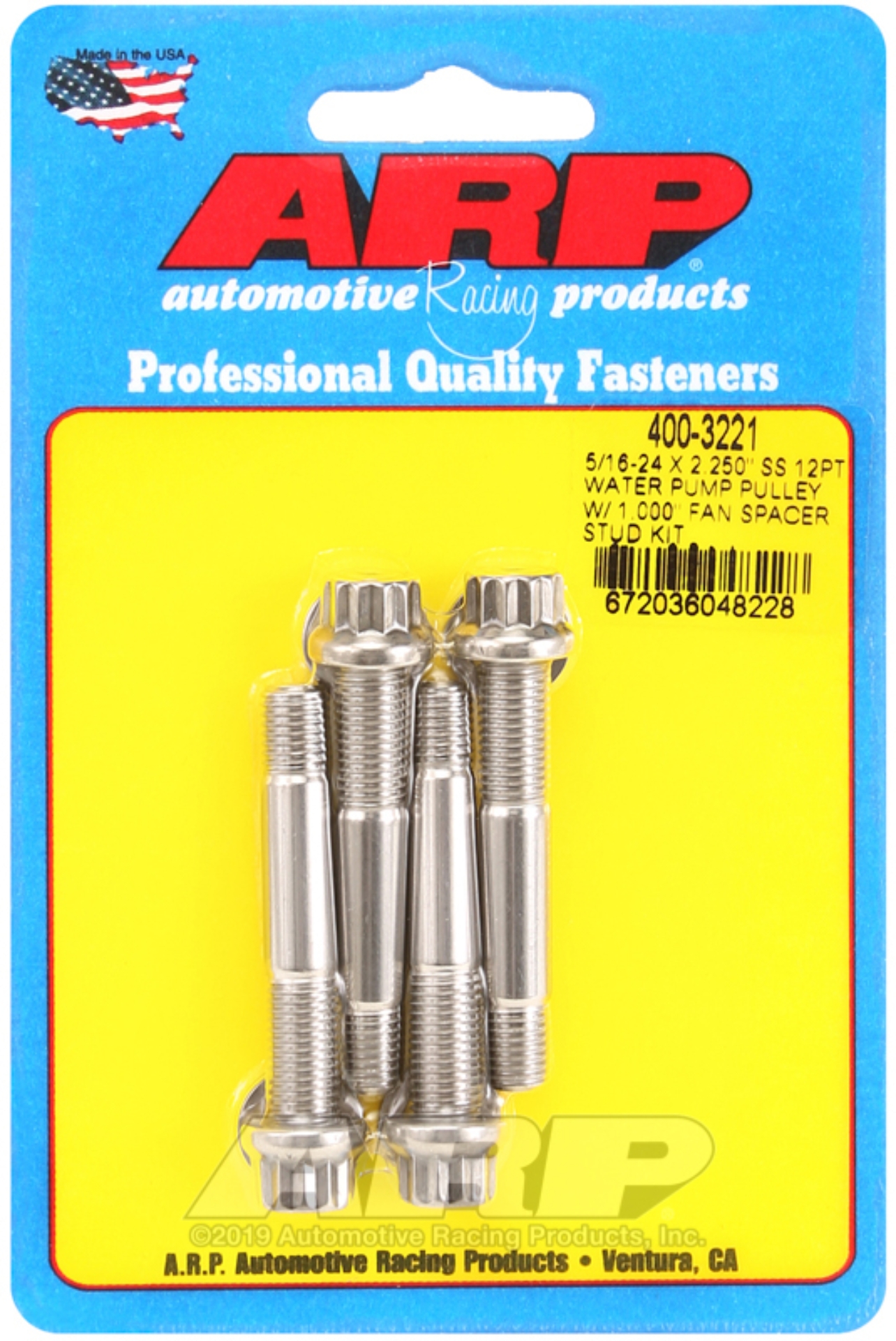 Picture of ARP 5/16-24 x 2.250 SS 12pt Water Pump Pulley w/1.000in Fan Spacer Stud Kit