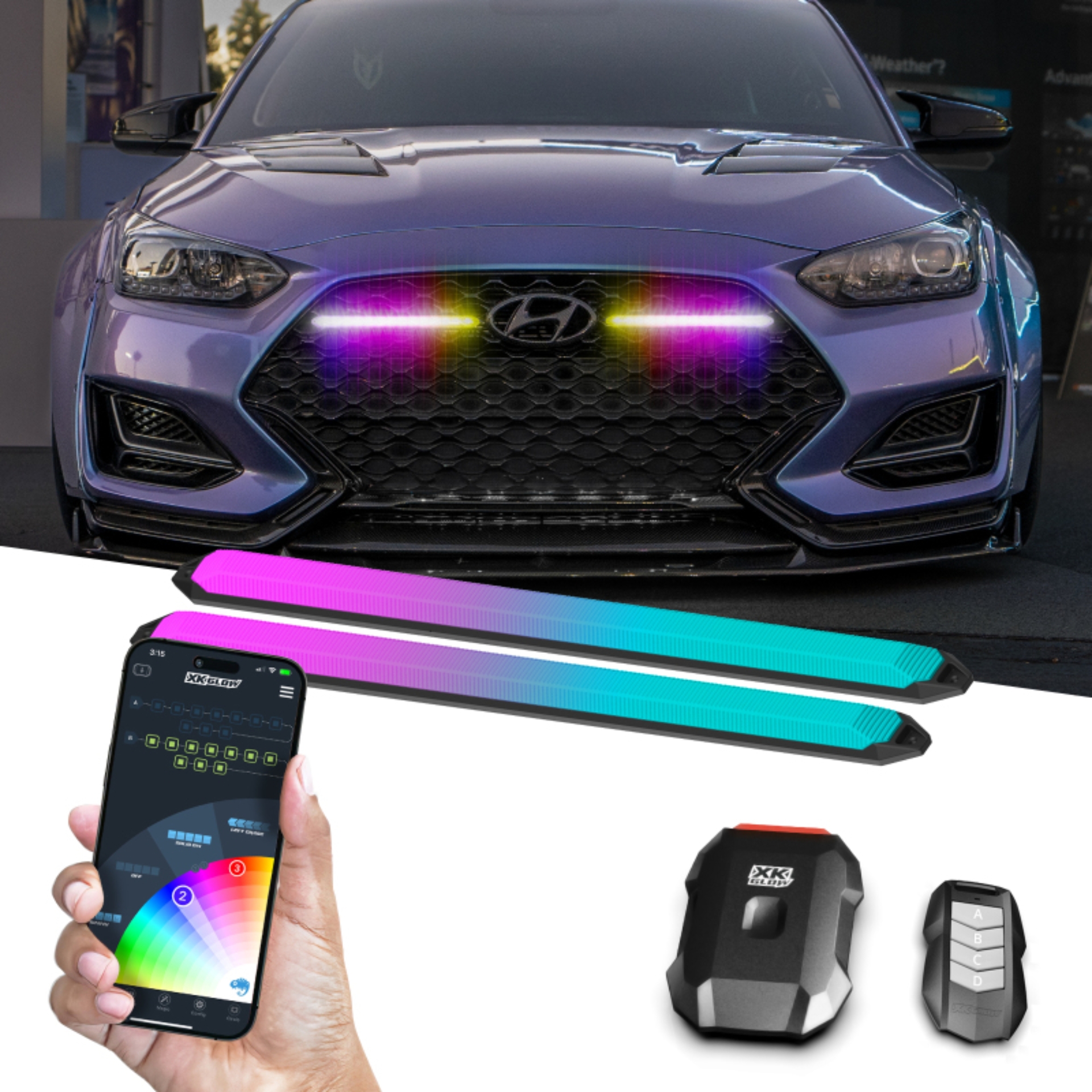 Picture of XK Glow 6in XKmax DRL Truck Grill Flexible Light App Cntl Bar 2pc