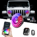 Picture of XK Glow 07-18 Jeep Wrangler JK 7in Headlight XKmax RGBW LED 2pc XKchrome Bluetooth App Cntl Kit