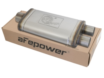 Picture of aFe MACHForce XP SS Muffler 3in Center Inlet / 2.5in Dual Outlets 18in L x 9in W x4in H Body