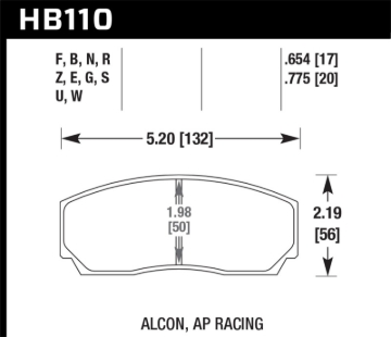 Picture of Hawk HPS 5.0 AP Racing w/ 0.654 Thickness Performance Street Brake Pads