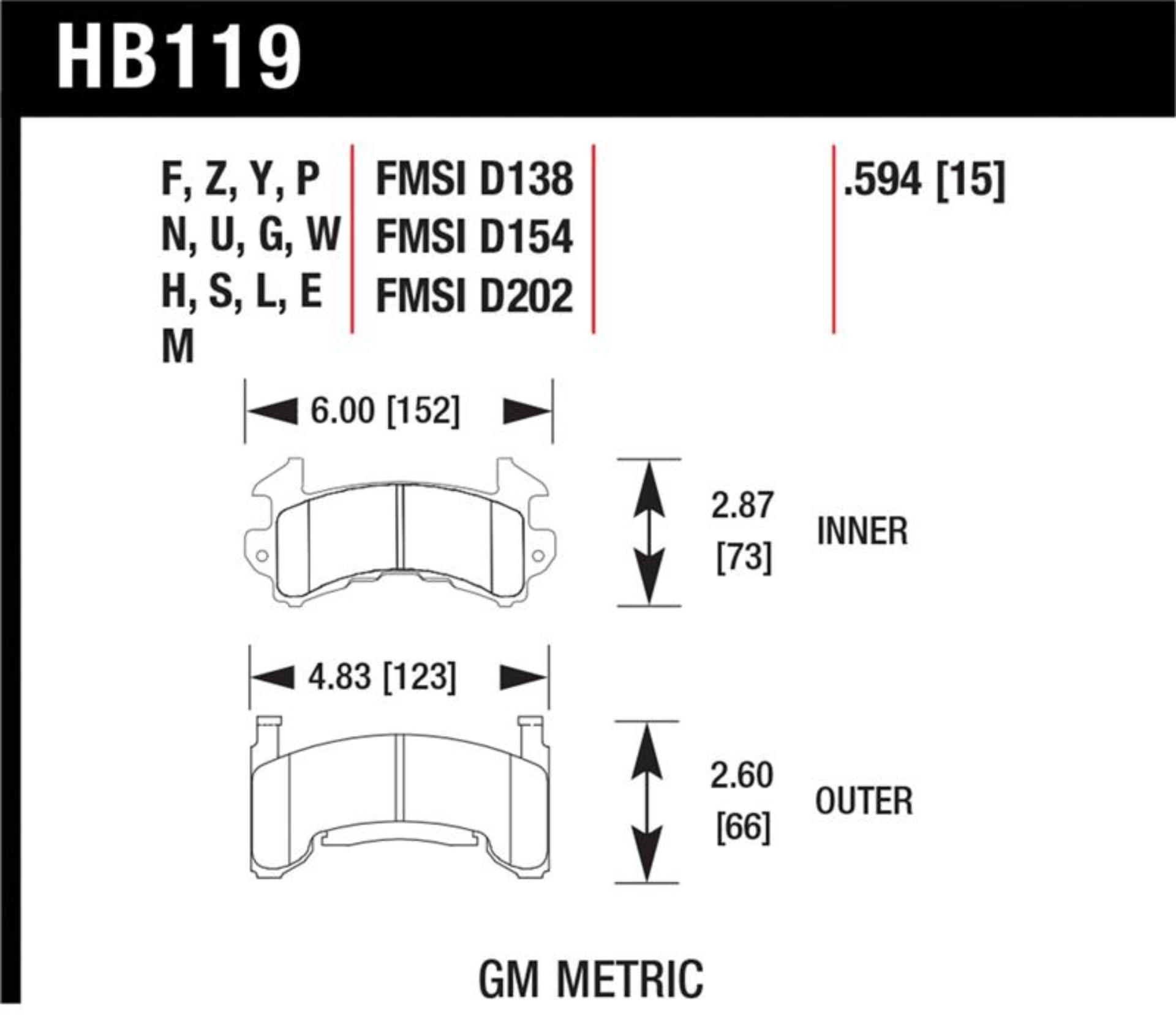 Picture of Hawk GM Metric DTC-70 Race Brake Pads w/.0594 Thickness
