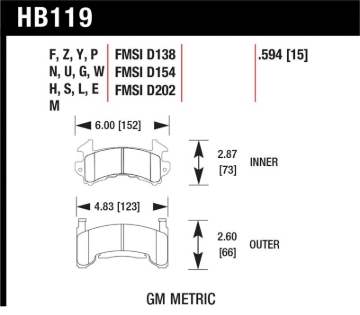 Picture of Hawk GM Metric DTC-70 Race Brake Pads w/.0594 Thickness