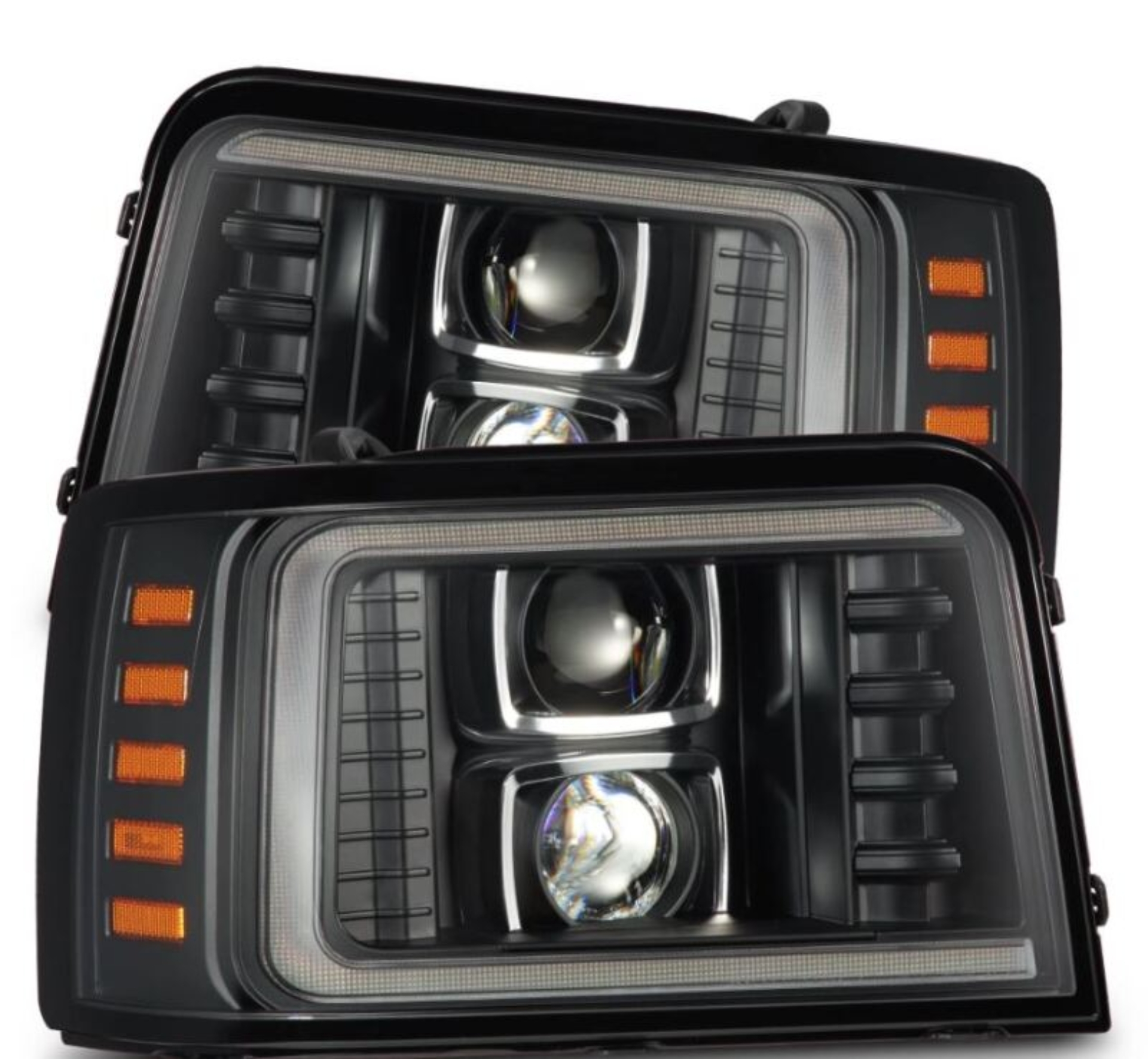 Picture of AlphaRex 92-96 Ford F-Series/Bronco PRO-Series Proj Headlight Blk w/Seq. Sig & DRL