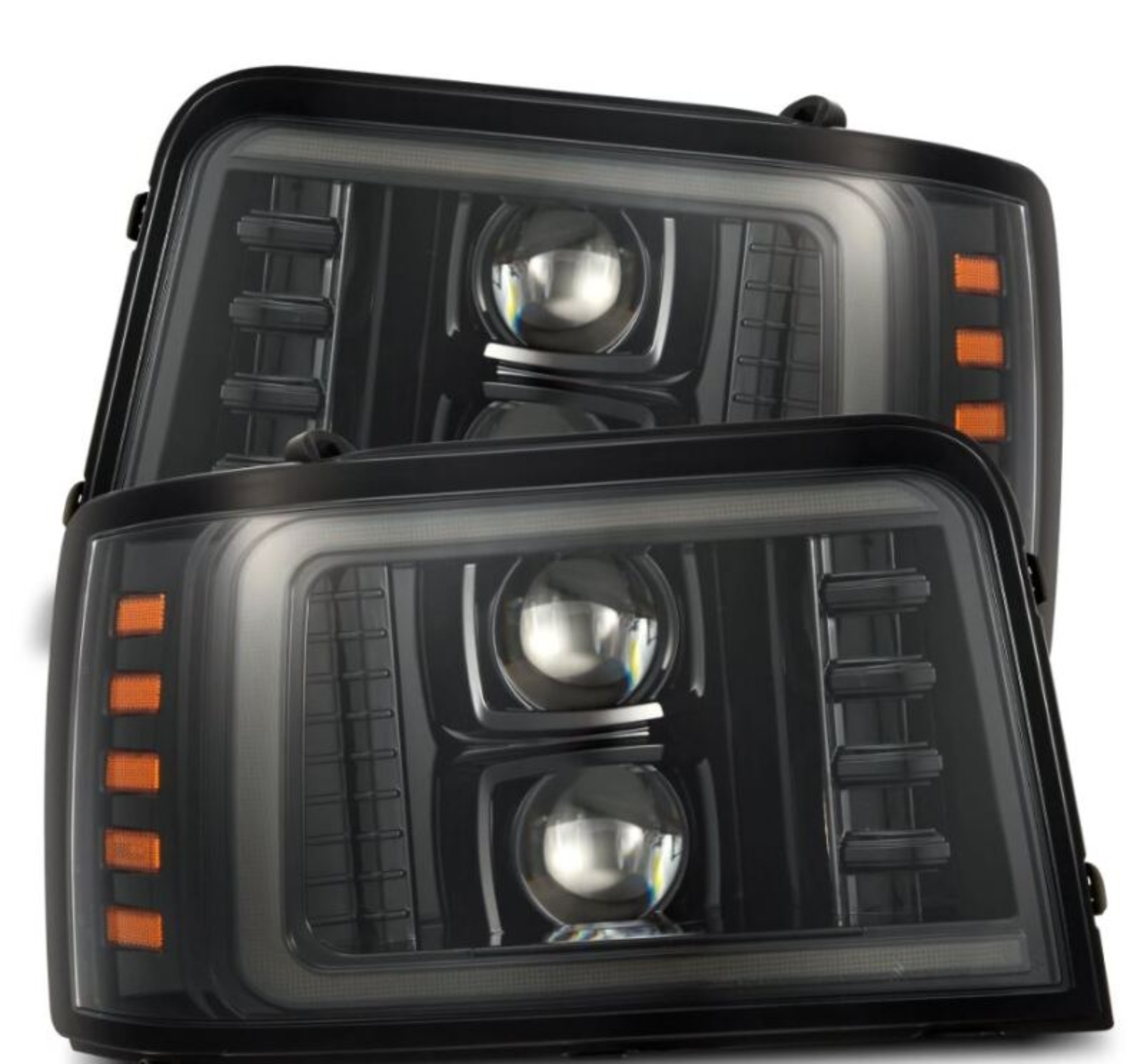 Picture of AlphaRex 92-96 Ford F-Series/Bronco PRO-Series Proj Headlights Alpha-Blk w/Seq. Sig & DRL