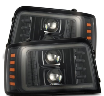Picture of AlphaRex 92-96 Ford F-Series/Bronco PRO-Series Proj Headlights Alpha-Blk w/Seq. Sig & DRL