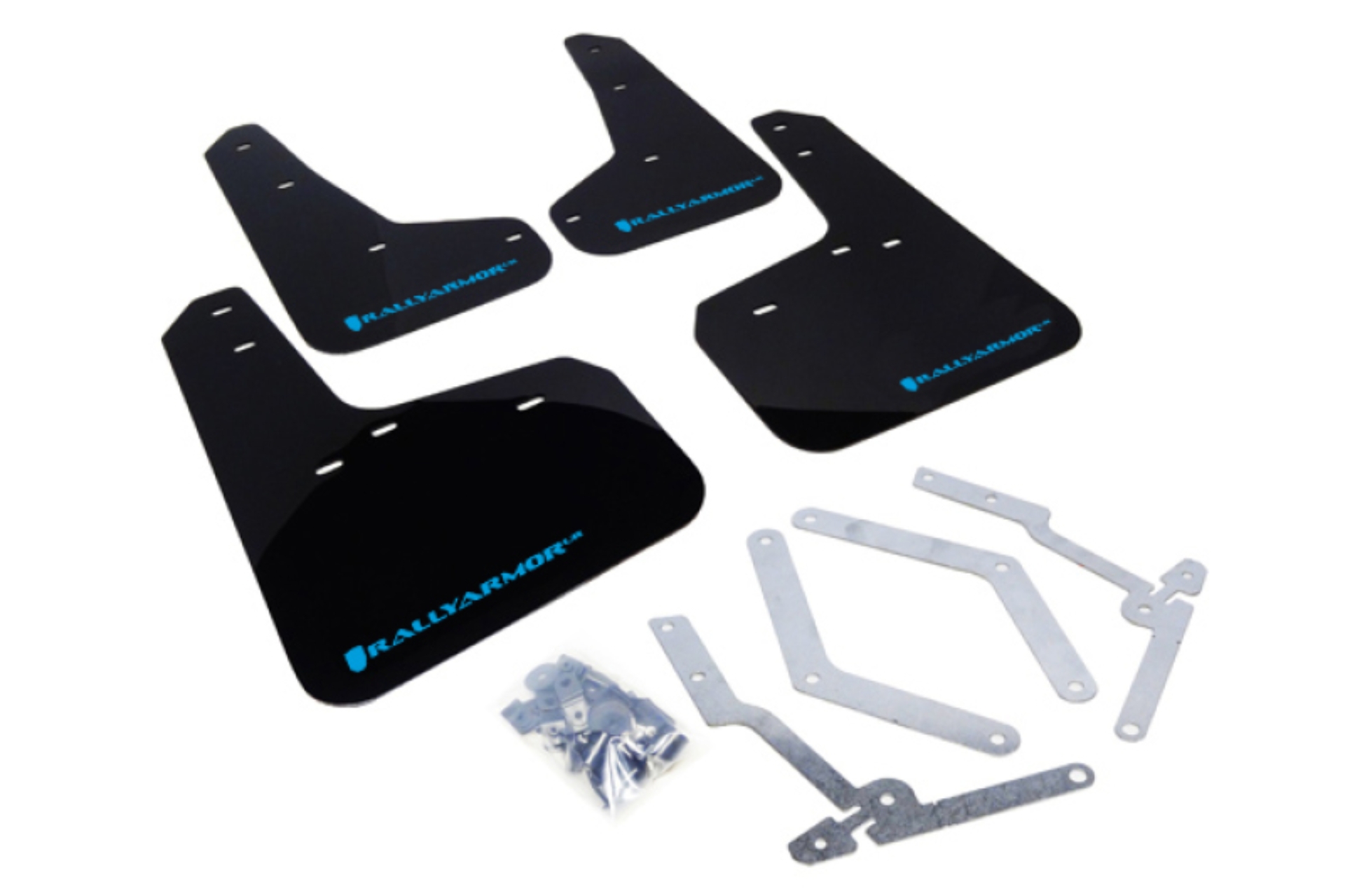 Picture of Rally Armor 12-19 Ford Focus ST / 16-19 RS Black UR Mud Flap w/Nitrous Blue Logo