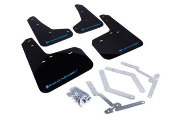 Picture of Rally Armor 12-19 Ford Focus ST / 16-19 RS Black UR Mud Flap w/Nitrous Blue Logo