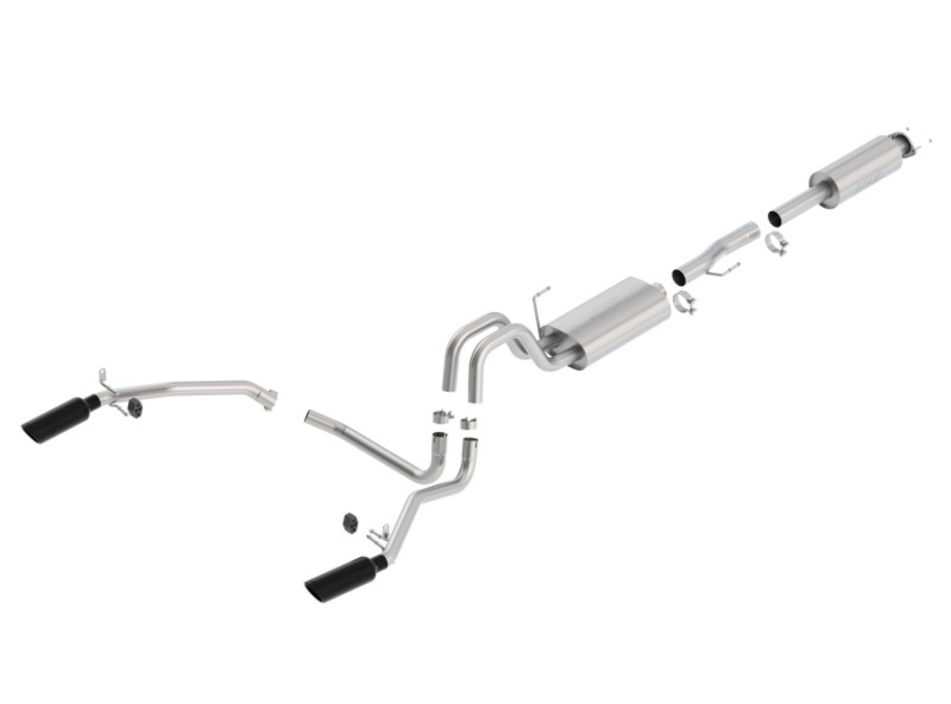 Picture of Borla 11-14 Ford F-150 5.0L Stainless Steel S-Type Catback Exhaust - 4in Tips Single Split Rear Exit